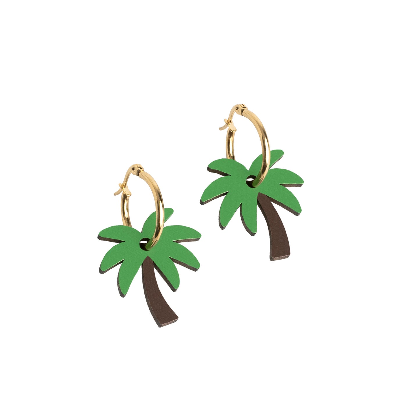 Pendientes Palmera Nature Vibes - Acero Quirúrgico y Baño de Oro 18k - Resetea_0