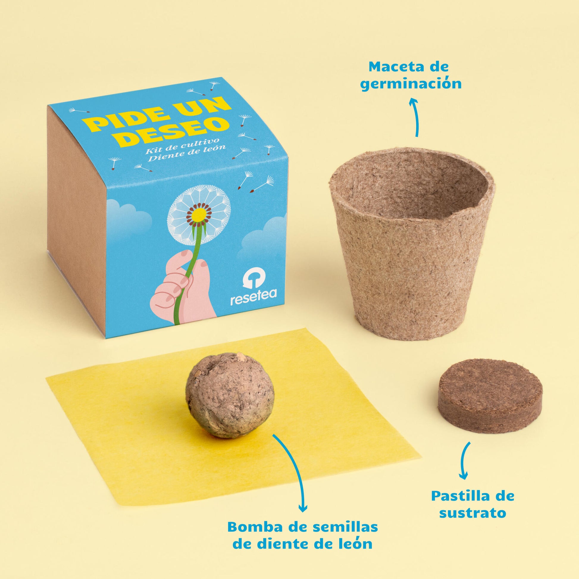Pide Un Deseo - Kit De Cultivo Diente De León | Semillas, Maceta Y Sustrato | Regalo Original - Resetea_1