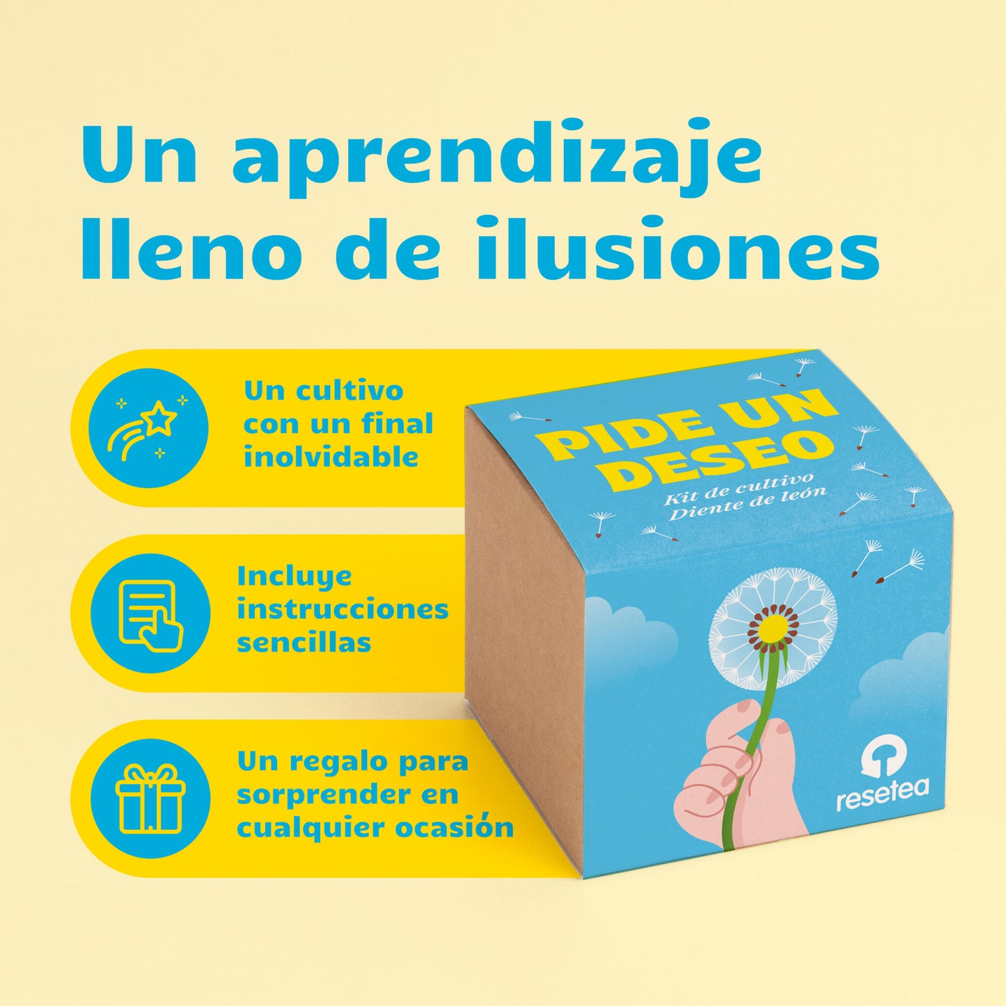 Pide Un Deseo - Kit De Cultivo Diente De León | Semillas, Maceta Y Sustrato | Regalo Original - Resetea_3
