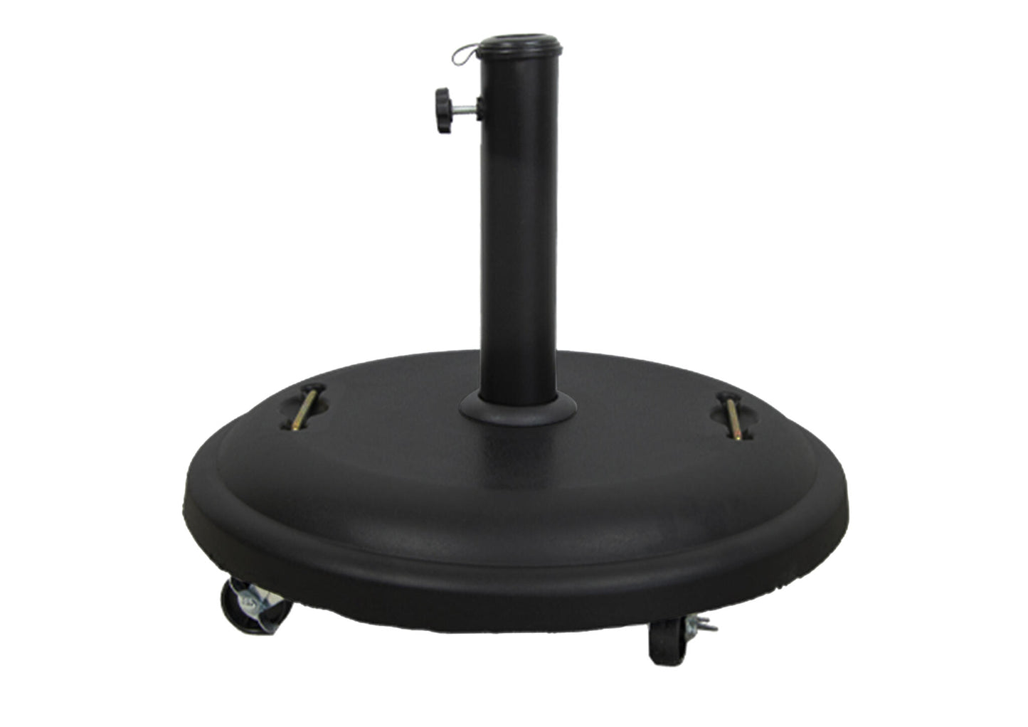 Pie De Sombrilla Redondo De Hormigón 25kg Negro Con 1 Tornillo + 1 Adaptador De Plástico + Asas Incluidas + Ruedas 50x7cm - Mobiliario De Jardín_0