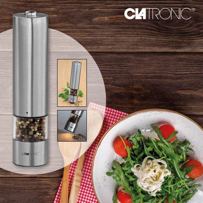 Pimentero Salero, Molinillo Cuchillas Cerámicas Alta Precisión, Carcasa Acero Inox, Incluye Luz Clatronic Cla-psm3004n, Plata_3