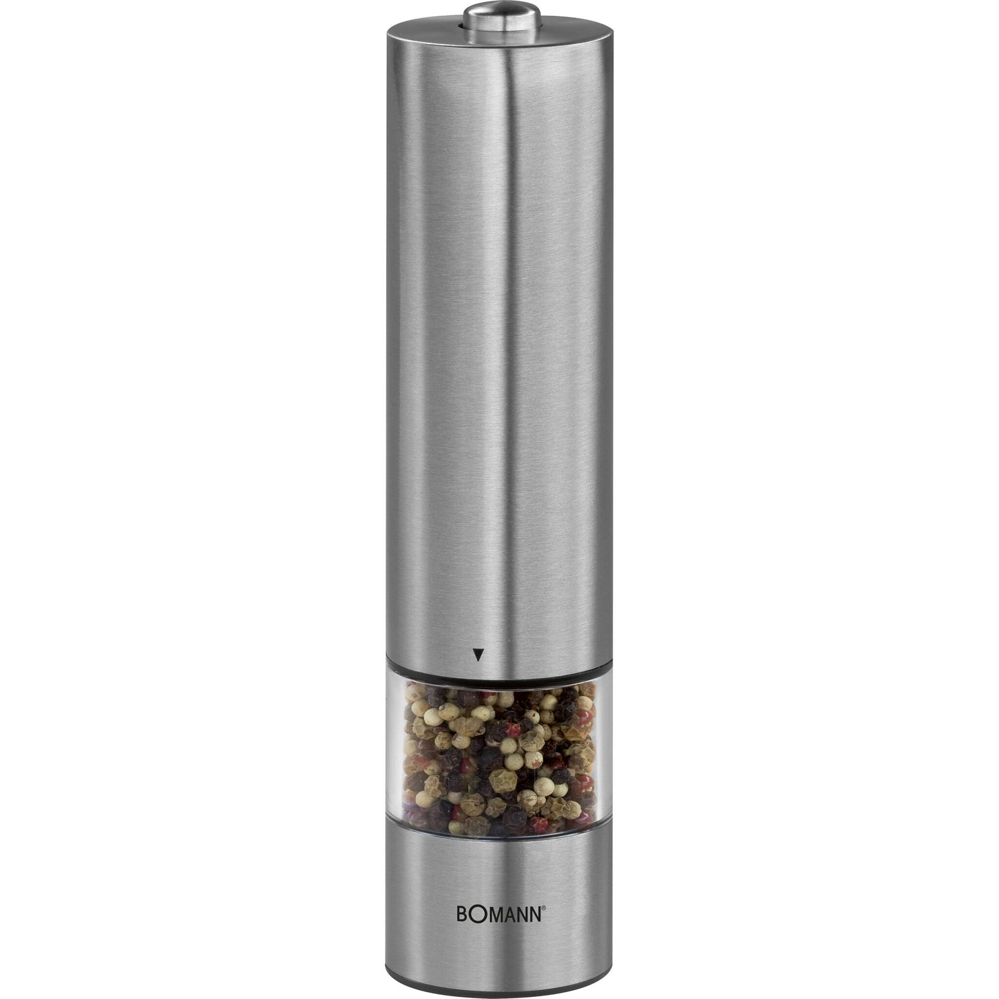 Pimentero Eléctrico, Acero Inox, Ideal Sal / Pimienta, Luz, Cuchillas Cerámicas Alta Precisión Bomann Bom-psm437n, Plata_0