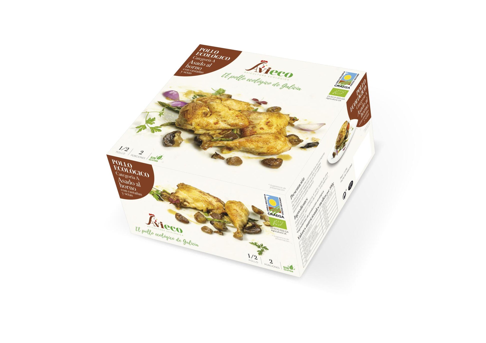 Pollo ecológico asado al horno con castañas y setas_0