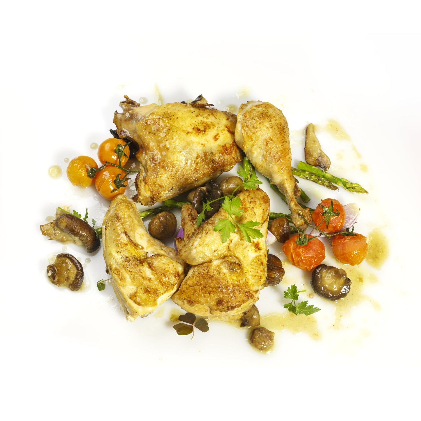 Pollo ecológico asado al horno con castañas y setas_2