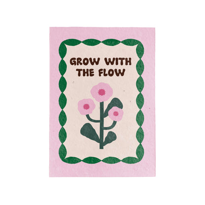 Postal Plantable Grow With The Flow Con Semillas De Flores – Papel De Algodón Reciclado - Resetea_0