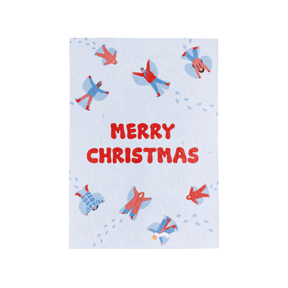 Postal Plantable Merry Christmas Snow Angels – Papel De Algodón Reciclado Con Flores - Resetea_0