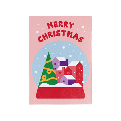 Postal Plantable Merry Christmas Snow Globe – Papel De Algodón Reciclado Con Flores - Resetea_0