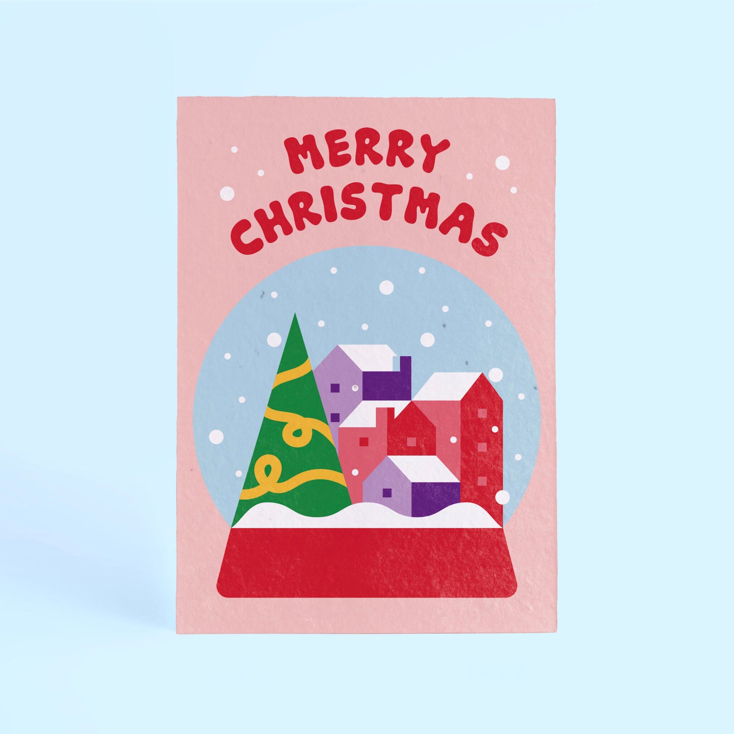 Postal Plantable Merry Christmas Snow Globe – Papel De Algodón Reciclado Con Flores - Resetea_1