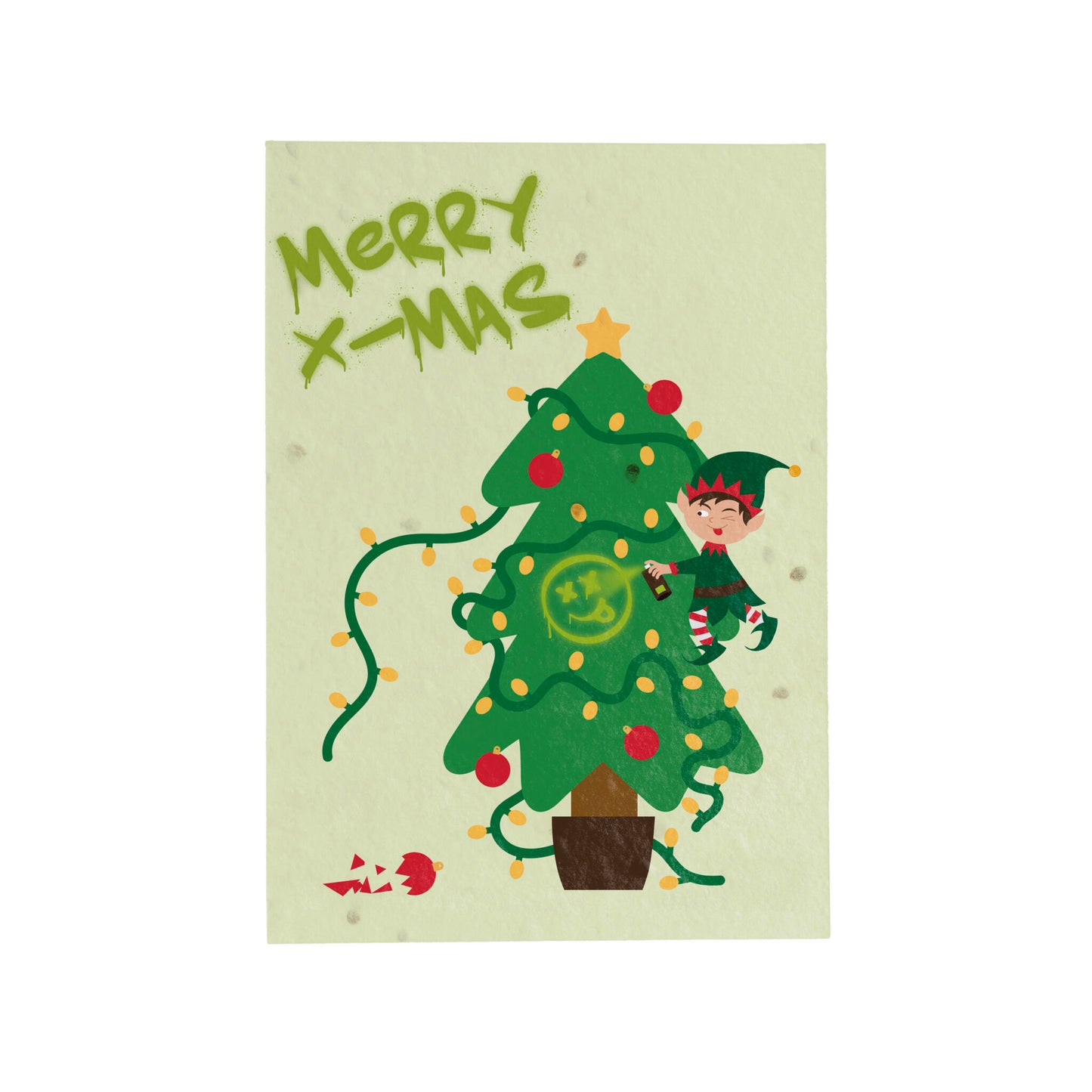 Postal Plantable Merry X-mas Elf Con Semillas De Manzanilla – Papel De Algodón Reciclado - Resetea_0