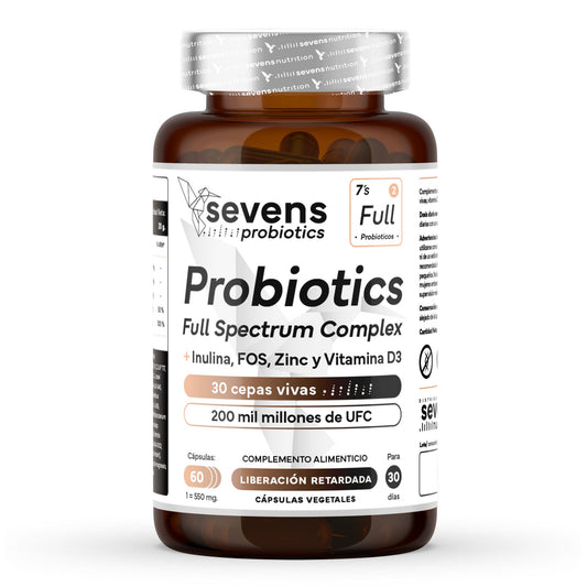 Probiótico Full Spectrum Complex + Inulina, Fos, Zinc Y Vitamina D3. Sevens Nutrition. Salud Digestiva Y Sistema Inmune_0