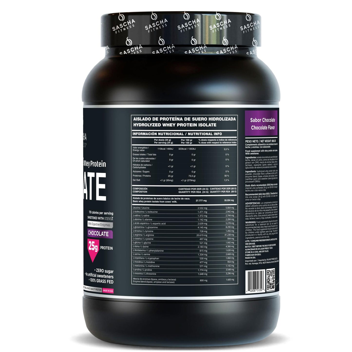 Proteína Whey Sabor Chocolate - Sascha Fitness España_1
