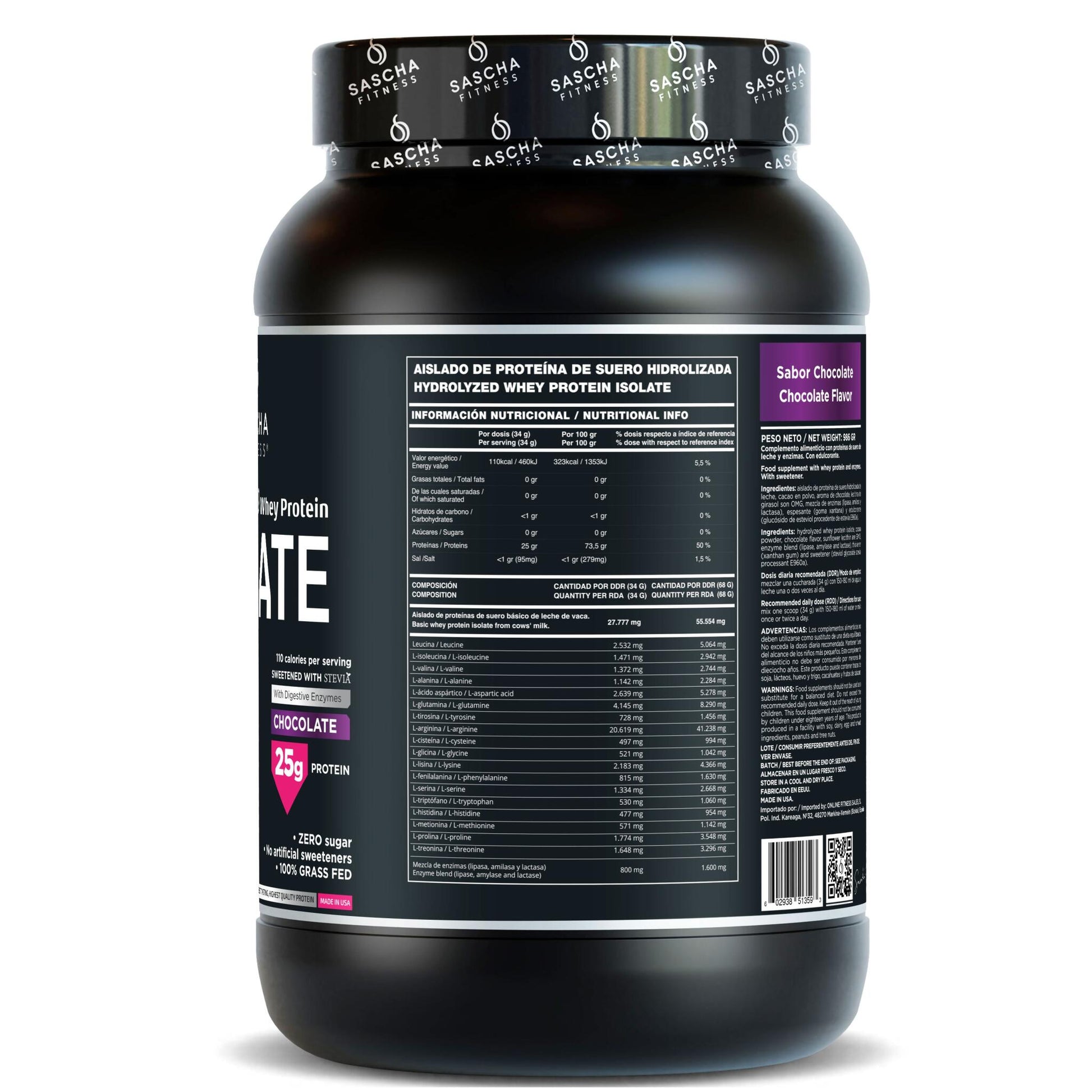 Proteína Whey Sabor Chocolate - Sascha Fitness España_1