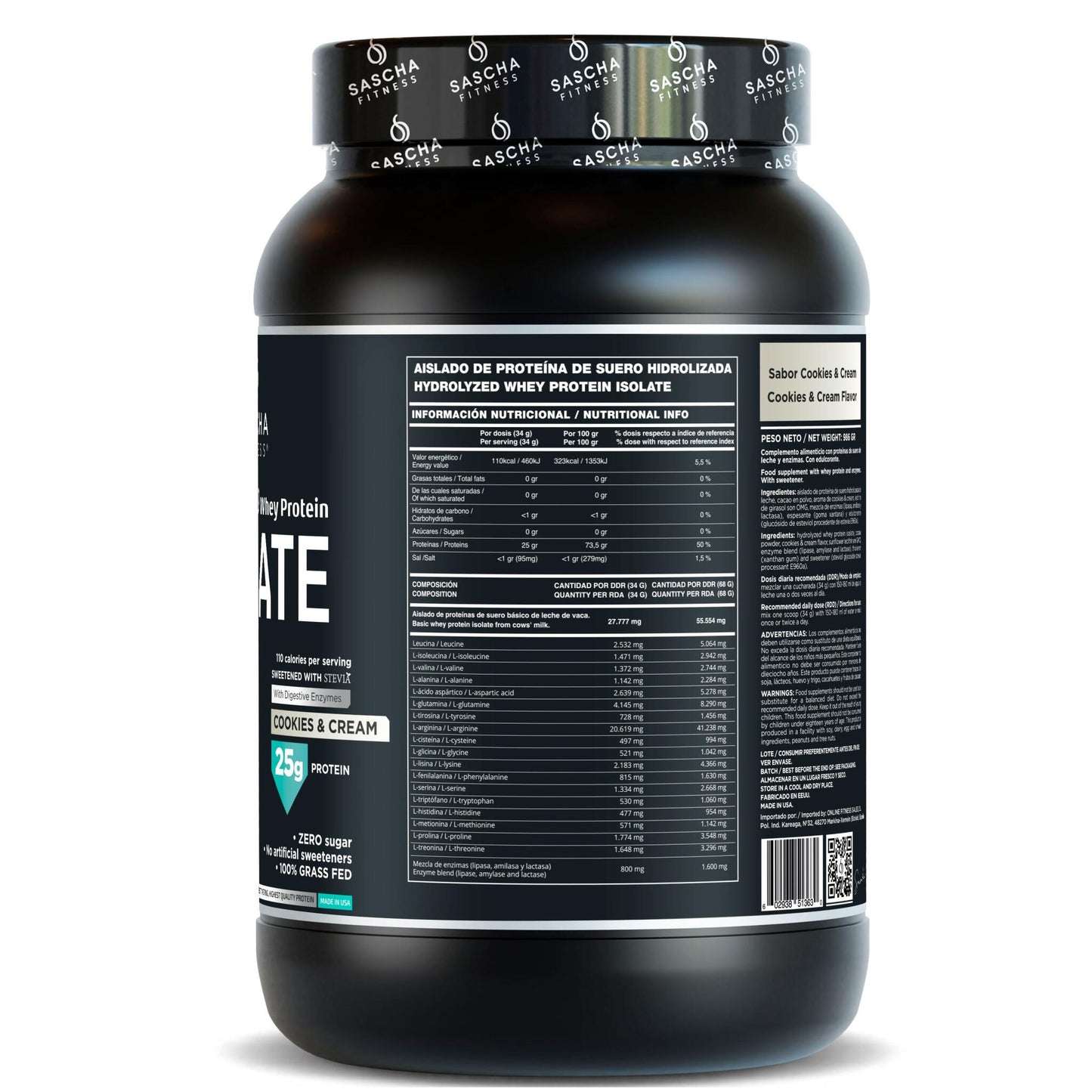 Proteína Whey Sabor Cookies - Sascha Fitness España_1