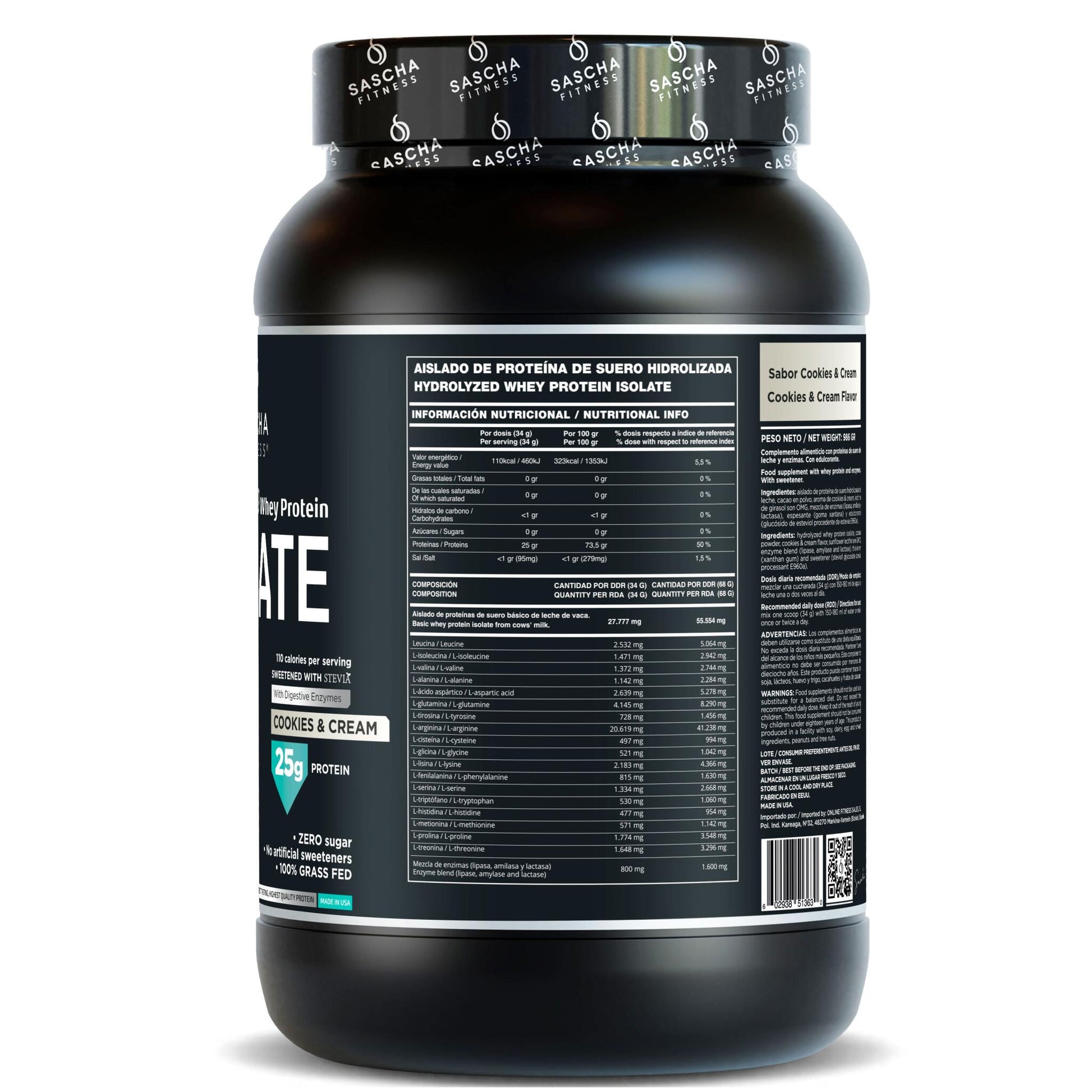 Proteína Whey Sabor Cookies - Sascha Fitness España_1