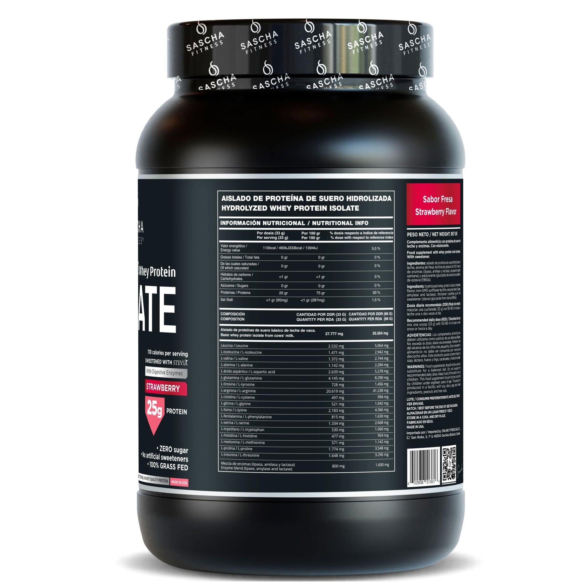 Proteína Whey Sabor Fresa - Sascha Fitness España_1