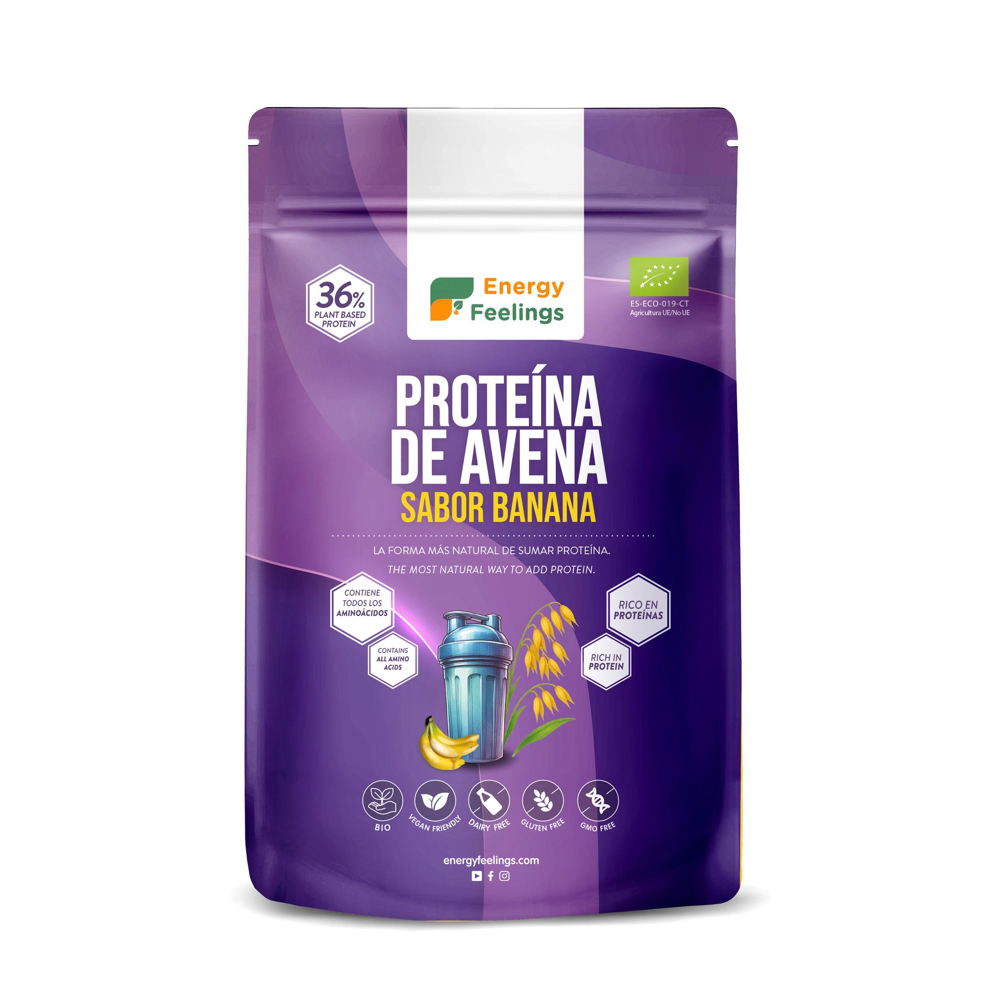 Proteína de avena sabor banana eco Energy Feelings 500 g XL Pack