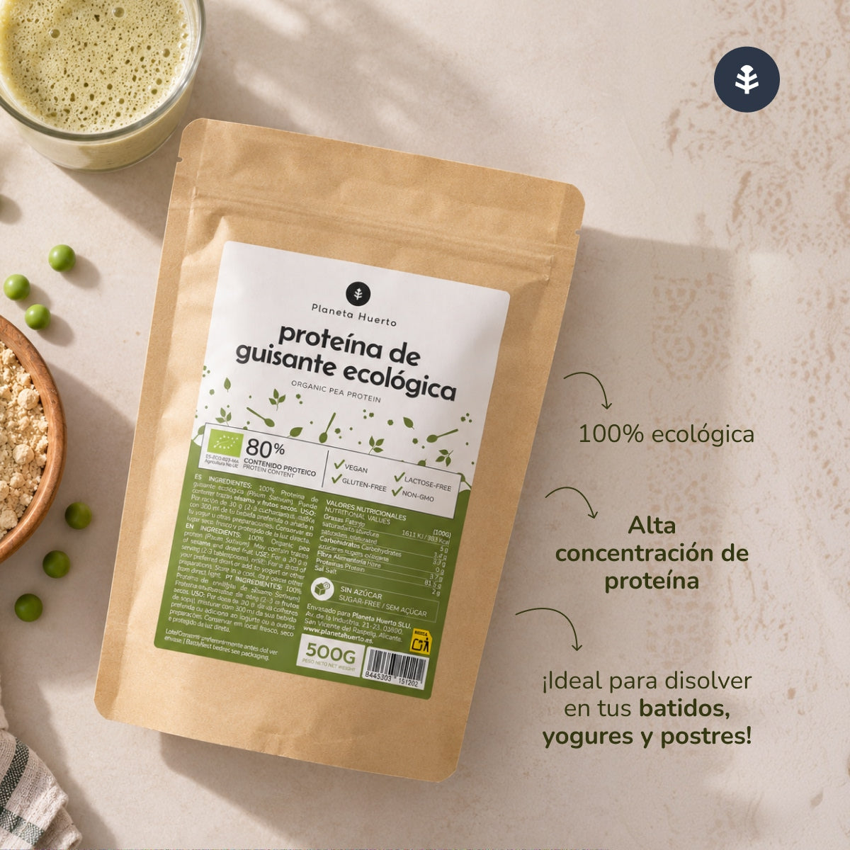 Proteína de Guisante 80% ECO Planeta Huerto 500 g