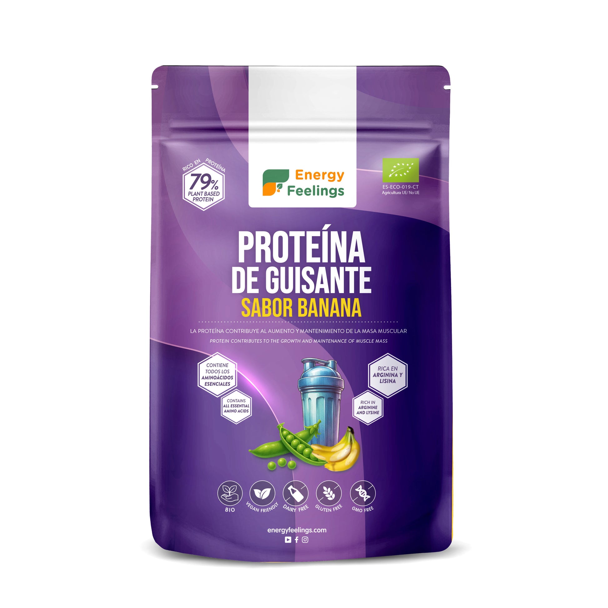 Proteína de guisante sabor banana eco Energy Feelings 500 g XL Pack