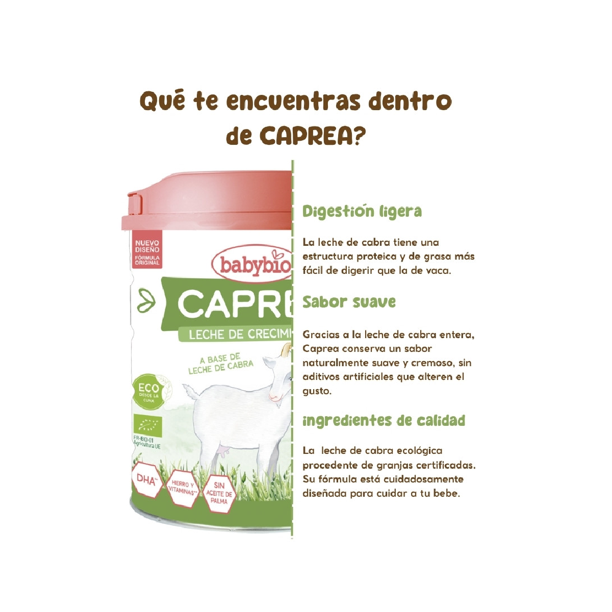 Pack 3 uds Leche cabra crecimiento Caprea 3 (12 meses a 3 años) Babybio 800 g