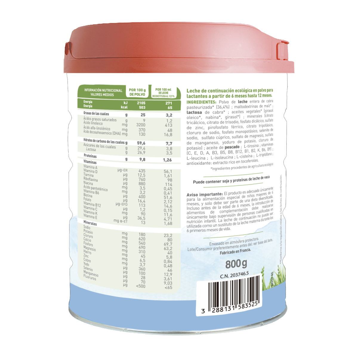 Leche de Cabra Caprea 2 (bebés de 6 a 12 meses) Ecológica Babybio 800 g