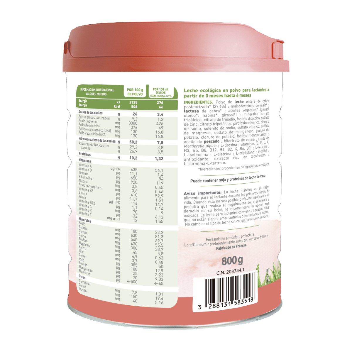 Leche de Cabra BIO Caprea 1 (0 a 6 meses) Ecológica Babybio 800g