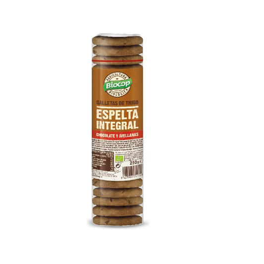 Galleta Trigo Espelta Integral con Chocolate y Avellanas Bio Biocop 250 g