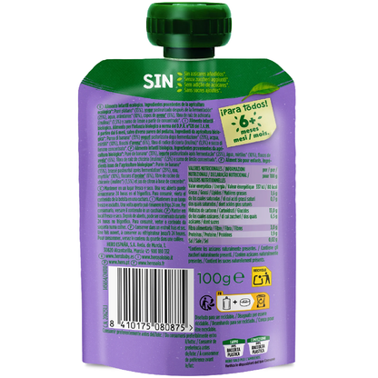 Bolsita Pouch Nutriflora Plátano, Arándanos, Yogur y Avena 100 g Hero Solo