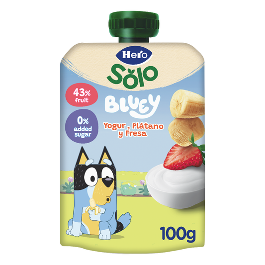 Bolsita Pouch Yogur, Plátano y Fresa Hero 100g