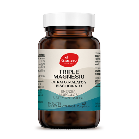 Triple Magnesio (Cistato, Malato y Bisglicinato) en cápsulas El Granero 60 comprimidos