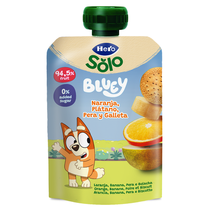 Bolsita Pouch Yogur naranja Plátano Pera Galleta Hero 100g