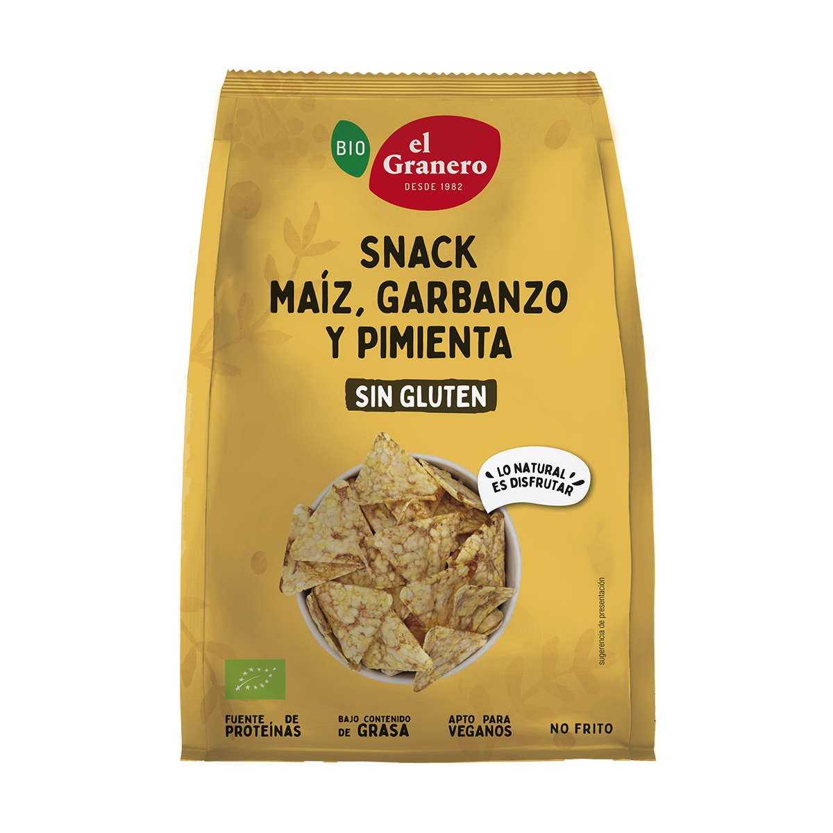 Snack Chips de Maíz, Garbanzo y Pimienta Bio El Granero 60 g