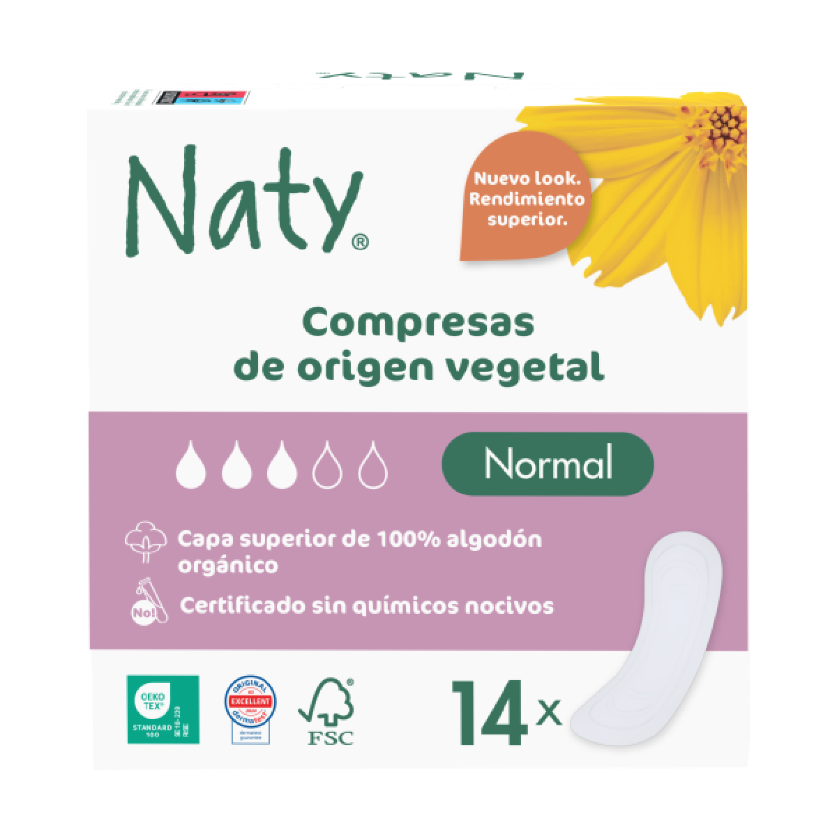 Compresas sin alas Normal Naty 14 Uds
