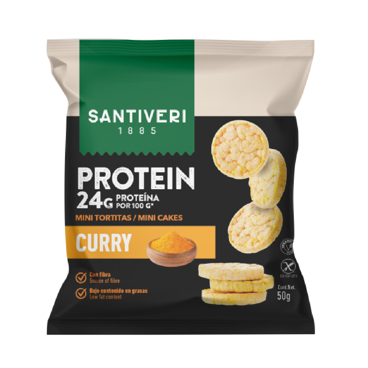 Mini tortitas  protein curry SANTIVERI 50g