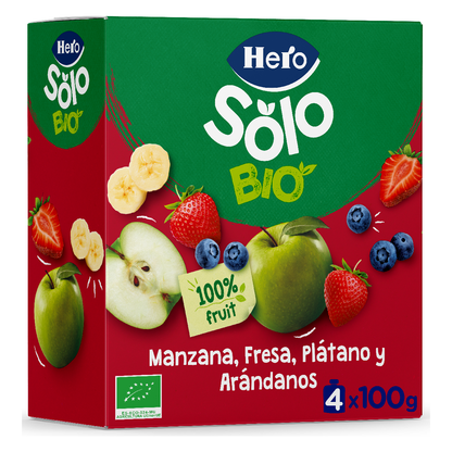Bolsitas Puces Manzana, Fresa, Plátano y Arándanos ECO Hero Solo 4 uds 100 g