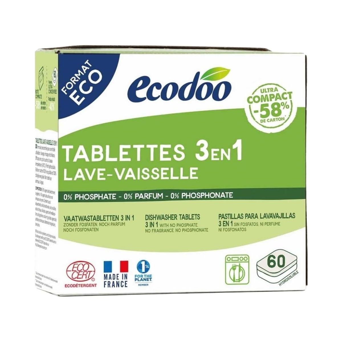 Pastillas para Lavavajillas 3 en 1 Ecodoo 30 uds x 10 g