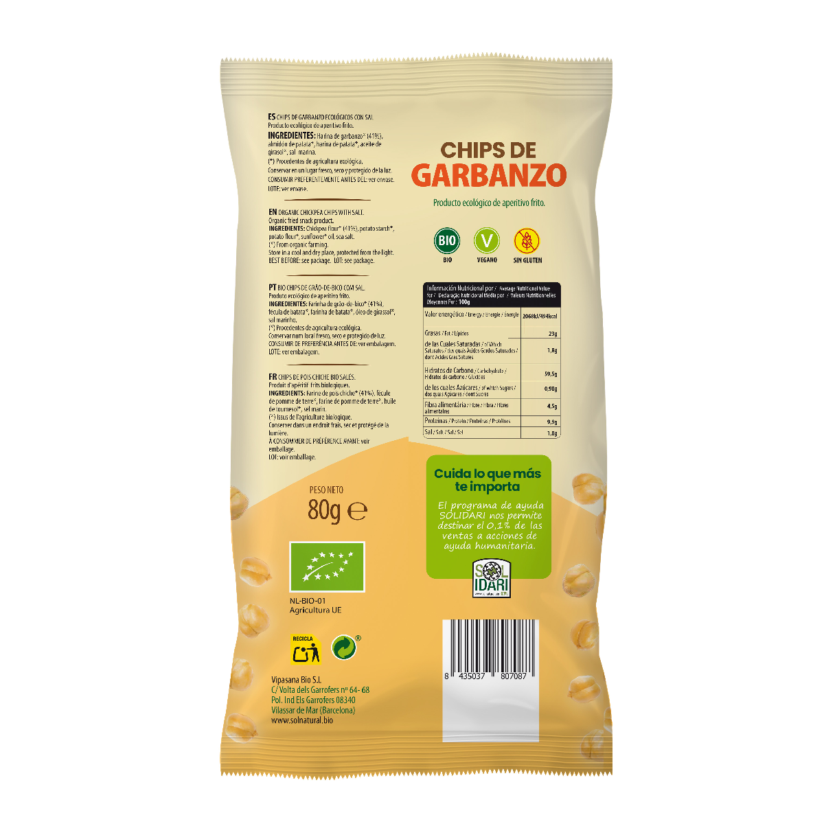 Chips de Garbanzo Bio Sol Natural 80g