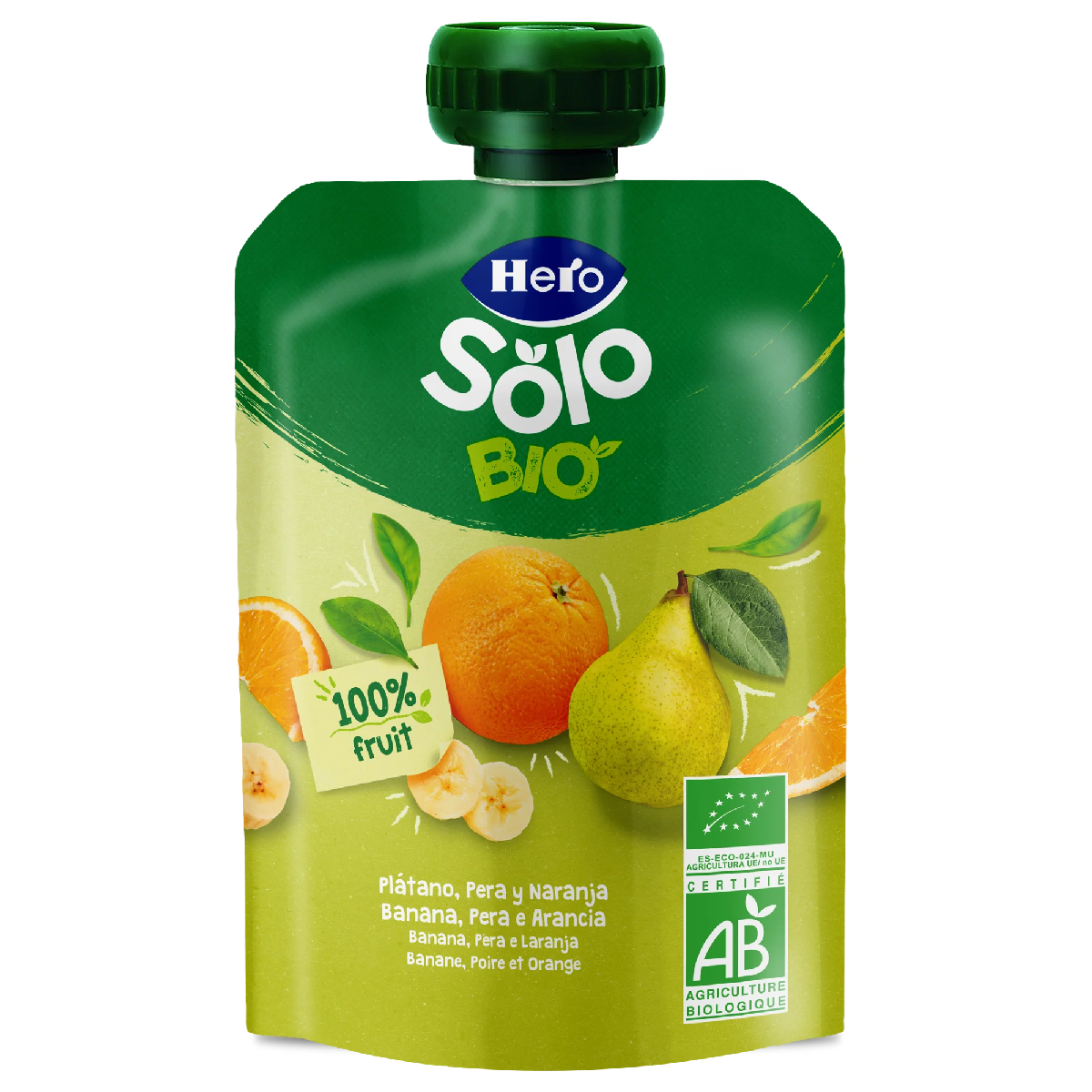 Bolsita Pouch de Plátano, Pera y Naranja ECO Hero Solo baby 100 g