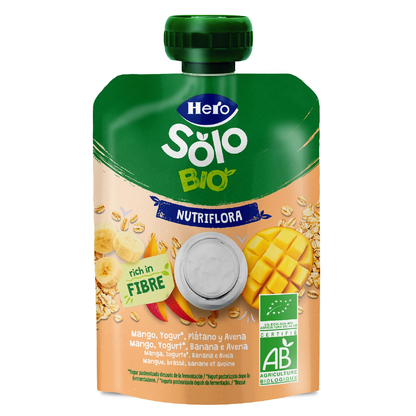 Bolsita Pouch Nutriflora Mango, Yogur, Avena y Plátano BIO Hero Solo 100 g