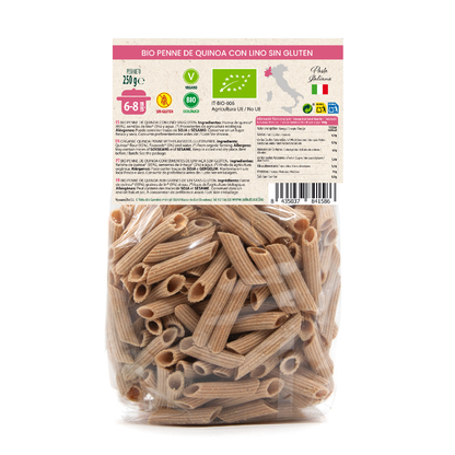 Macarrones de Quinoa con Lino bio Sin Gluten Sol Natural 250 g