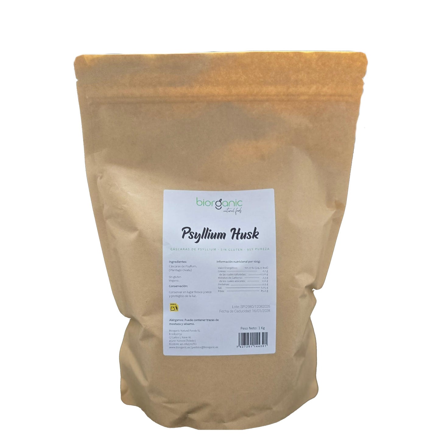 Psyllium Husk Cáscara 1kg – Sin Gluten – Biorganic_0