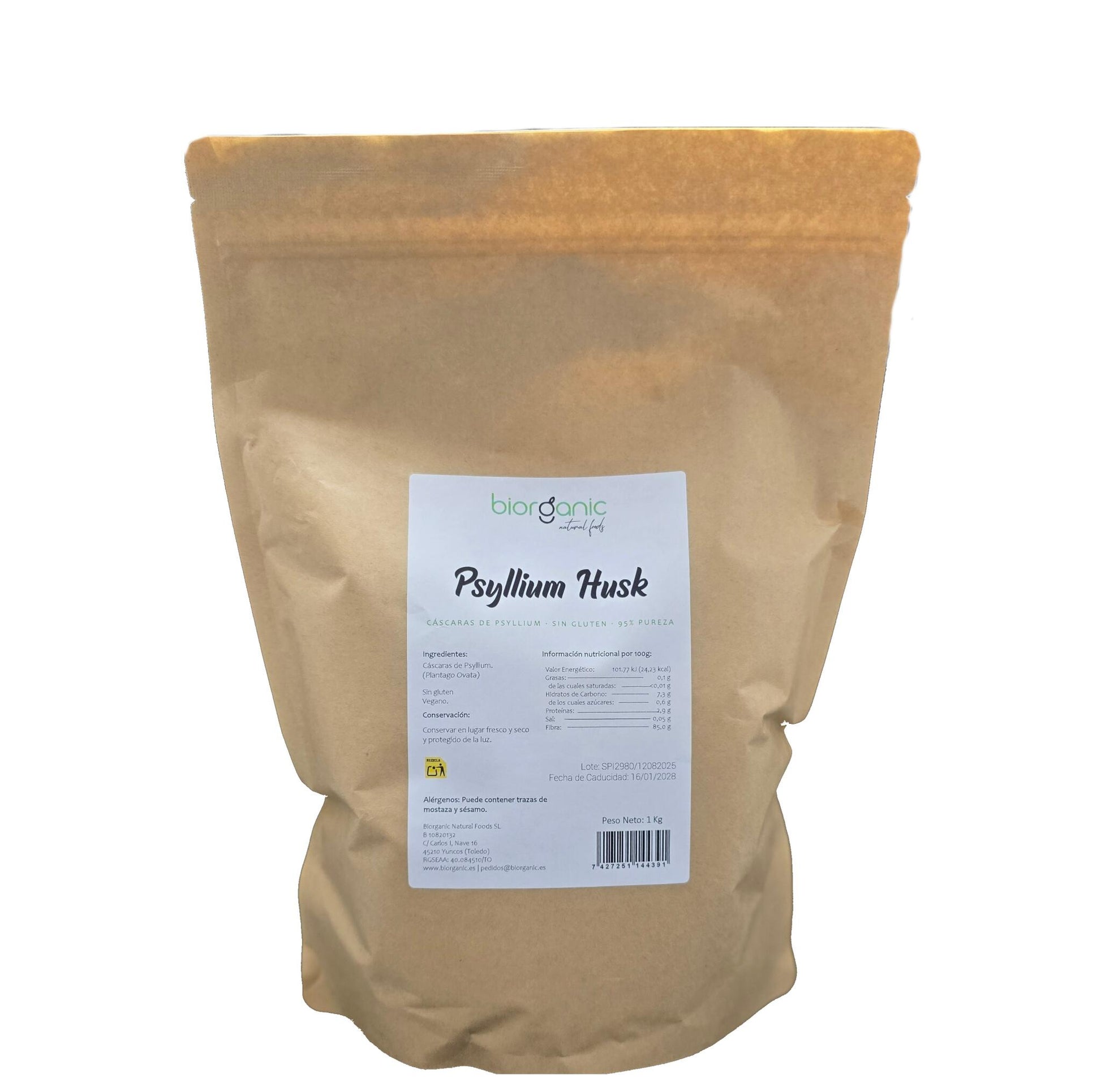 Psyllium Husk Cáscara 1kg – Sin Gluten – Biorganic_0