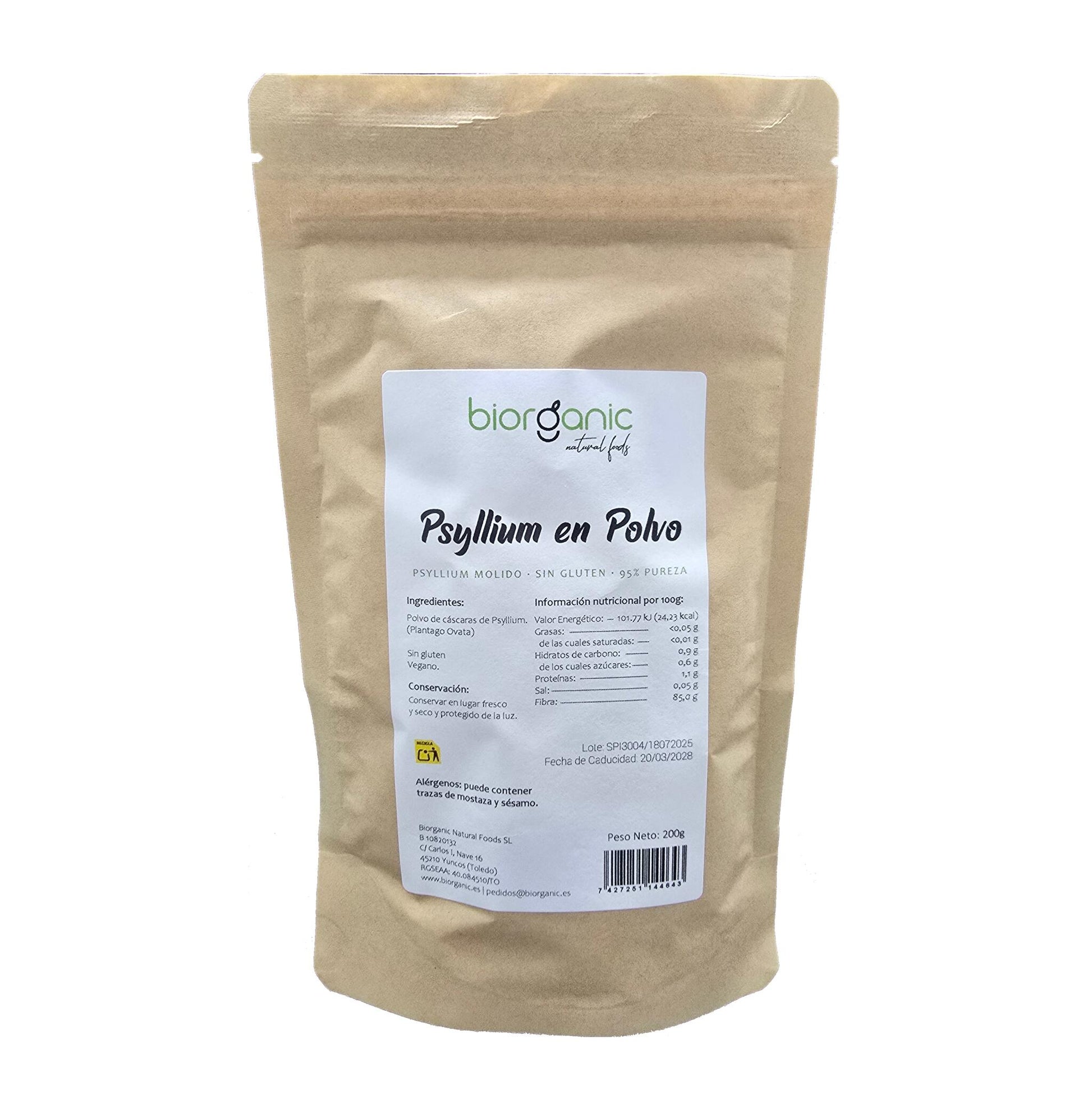 Psyllium Husk En Polvo, 1kg - 95-99% Pureza- Sin Gluten – Biorganic_0