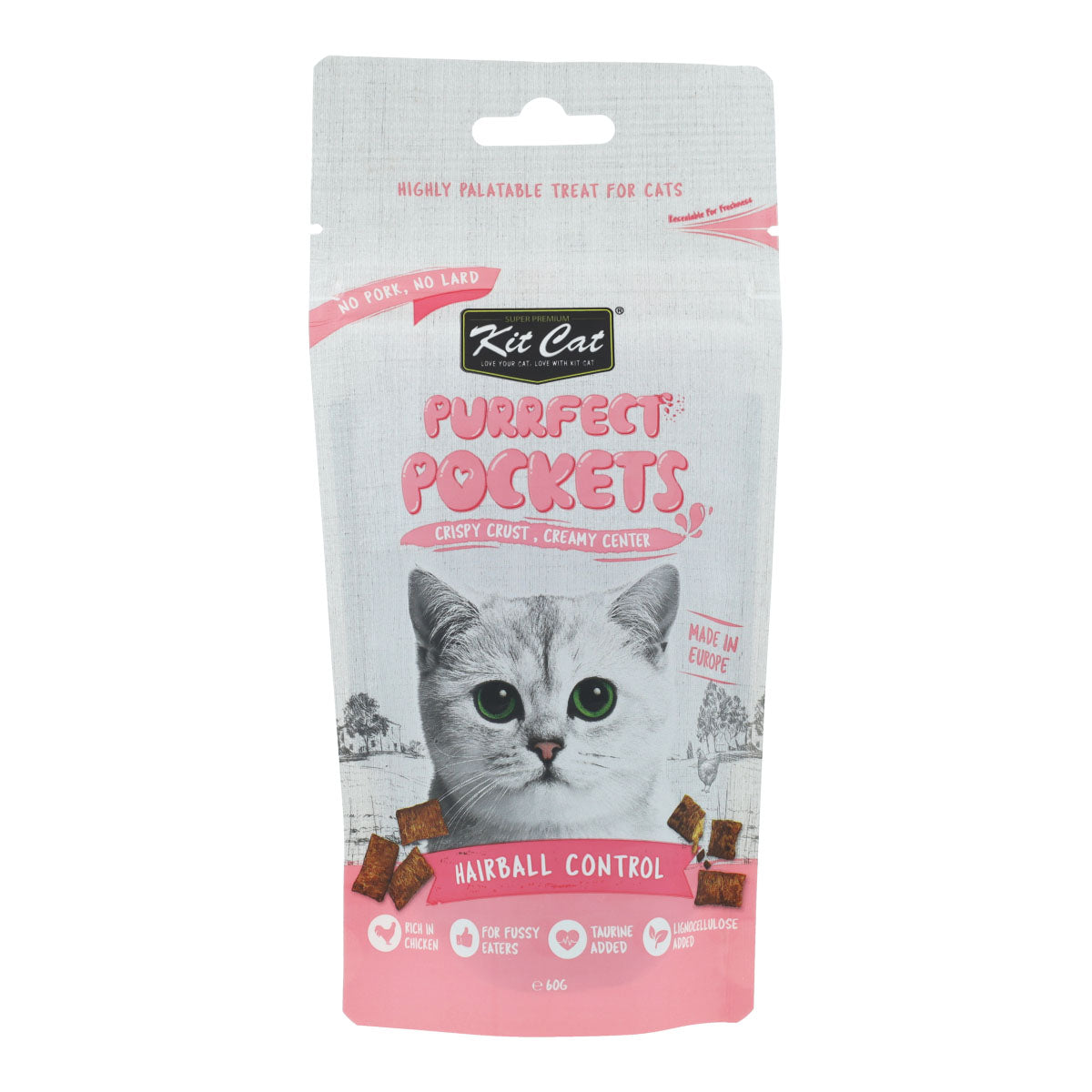 Kit Cat Purrfect Pockets - Hairball Control 60 g Snack funcional para gatos
