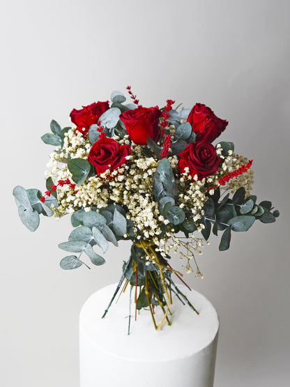 Ramo 5 Rosas Rojas Eternas - Flores Secas Y Preservadas_0