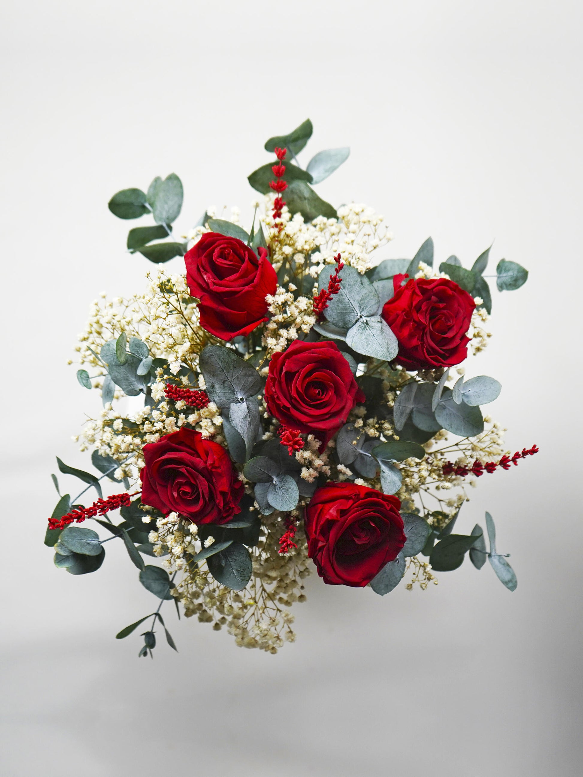 Ramo 5 Rosas Rojas Eternas - Flores Secas Y Preservadas_1