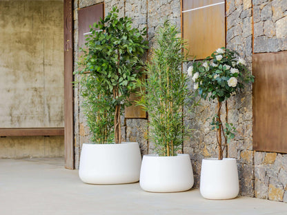 Jardineras Camelia / Ø79x46.5 Cm. / Blanco / Rgb + Fría Y Cálida Con Batería Recargable Y Carga Solar_0
