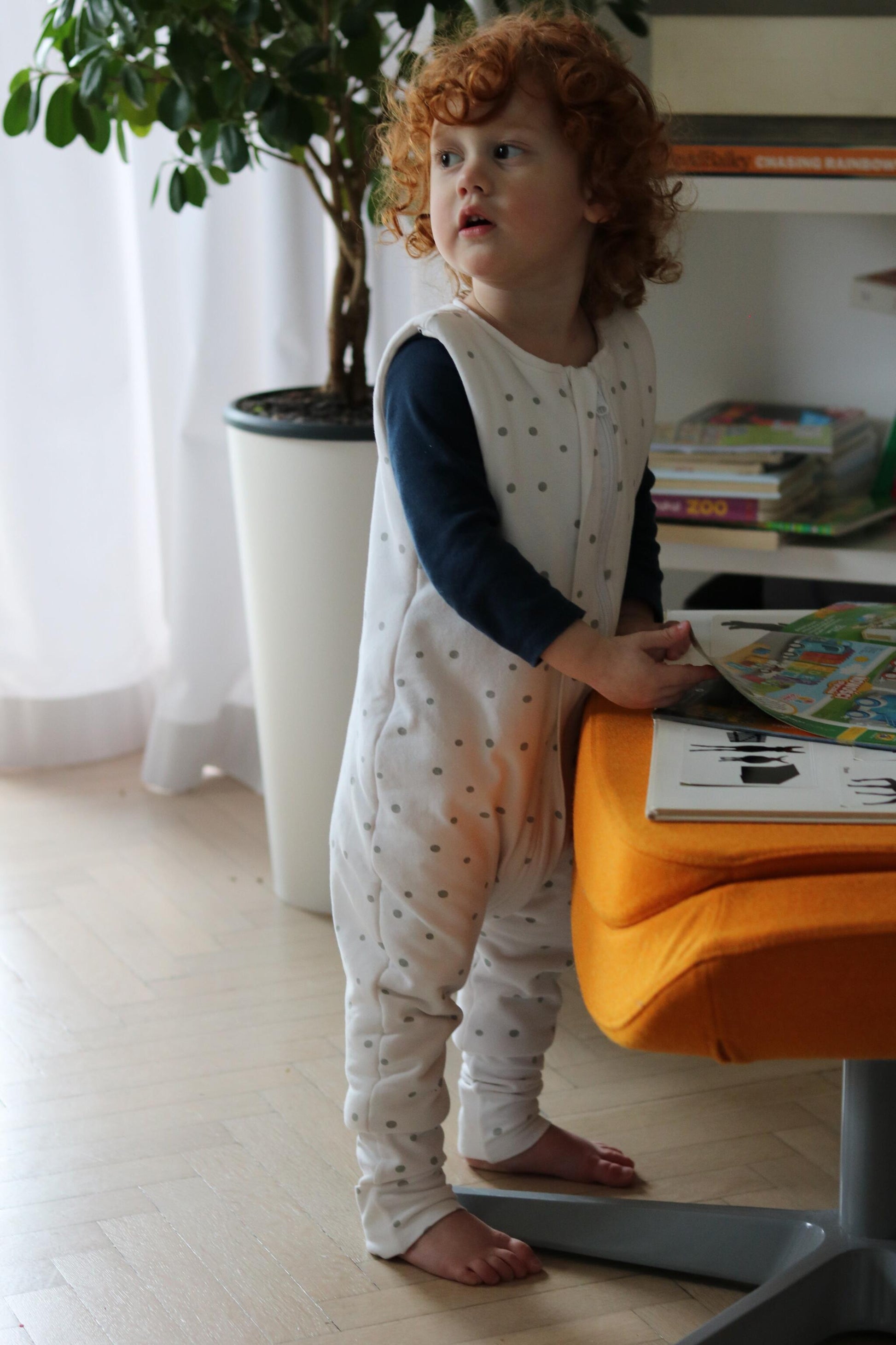 Saco De Dormir Con Pies Reversible T-m Jersey Algodón Black Dots-bloom_5