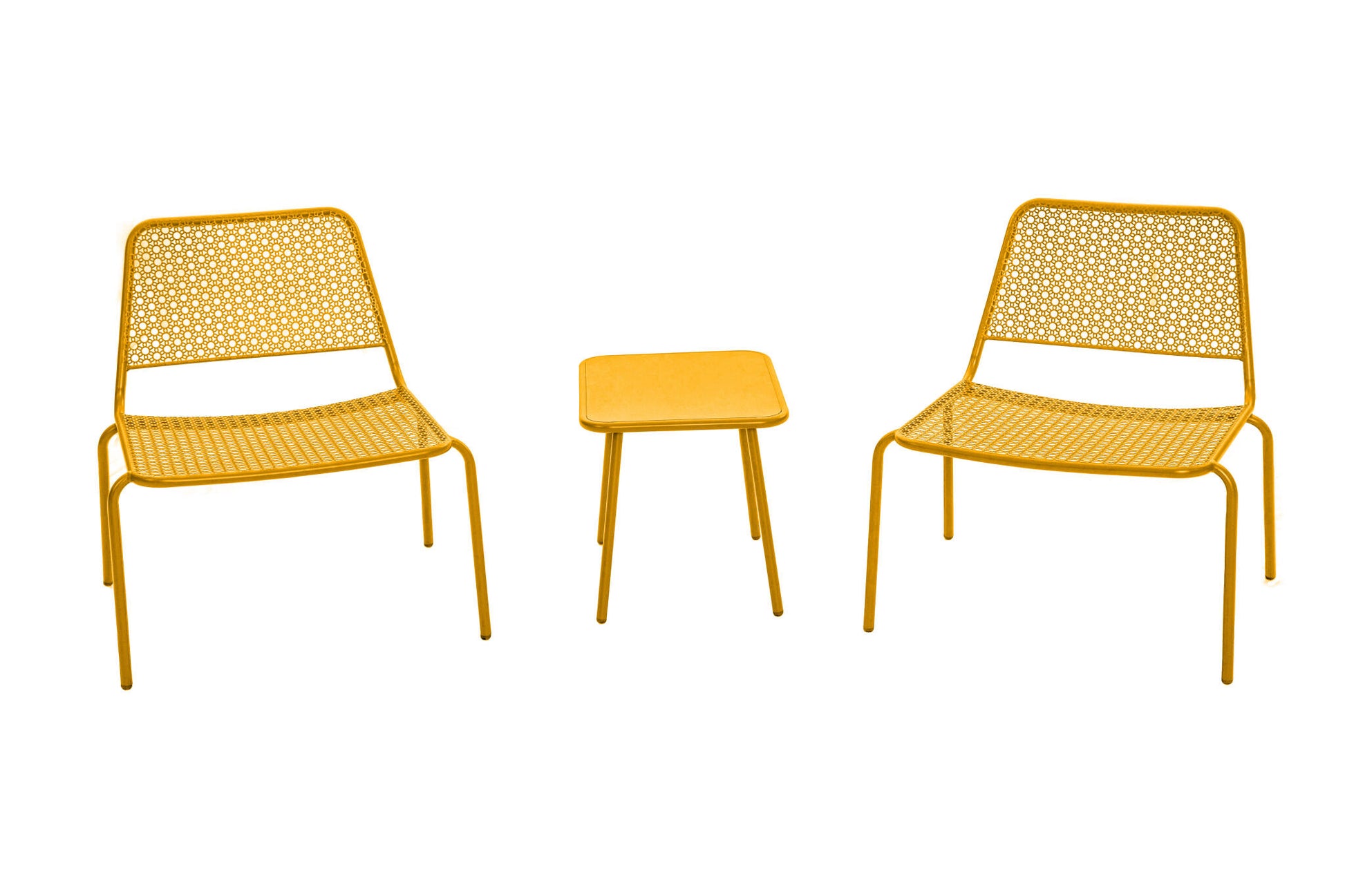Sakura Set De Jardín De 2 Plazas De Acero Amarillo Solar 2 Sillones + 1 Mesa - Mobiliario De Jardín_0