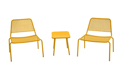 Sakura Set De Jardín De 2 Plazas De Acero Amarillo Solar 2 Sillones + 1 Mesa - Mobiliario De Jardín_0