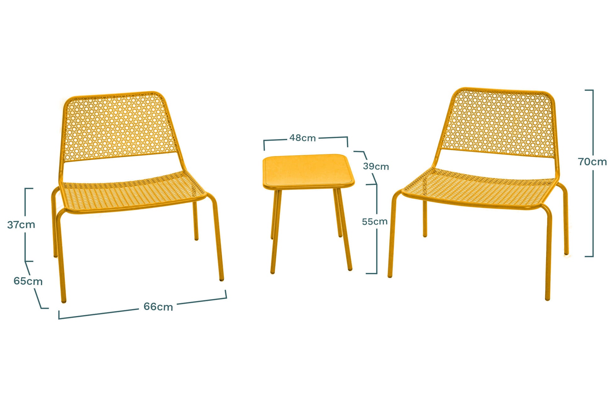 Sakura Set De Jardín De 2 Plazas De Acero Amarillo Solar 2 Sillones + 1 Mesa - Mobiliario De Jardín_2